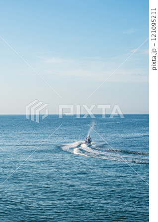 Amazing Seascape view. Magic energy of beautiful happy clouds. Vietnam tropical calm sea 121095211