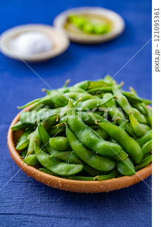 Organic Green Edamame Beans. Tasty Edamame image. 121095361