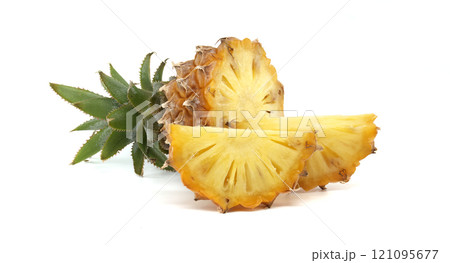 Freshly Cut Pineapple Slices Ready for a Delicious Snack 121095677