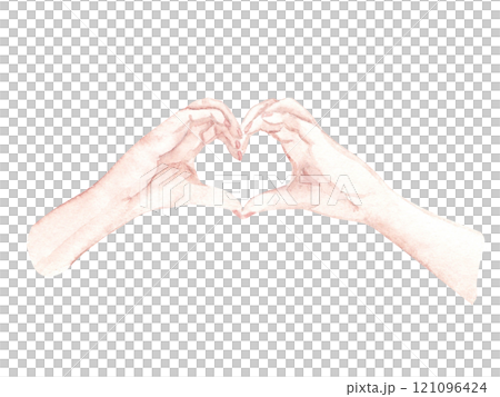 Woman Hands showing Heart. Heart shape gesture, symbol of love and romance. Hand drawn Watercolor illustration for Wedding, Engagement and Valentine day cards and prints. Woman Hands showing Heart. Heart shape gesture, symbol of love and romance. Hand drawn Watercolor illustration for Wedding, Engagement and Valentine day cards and prints. 121096424
