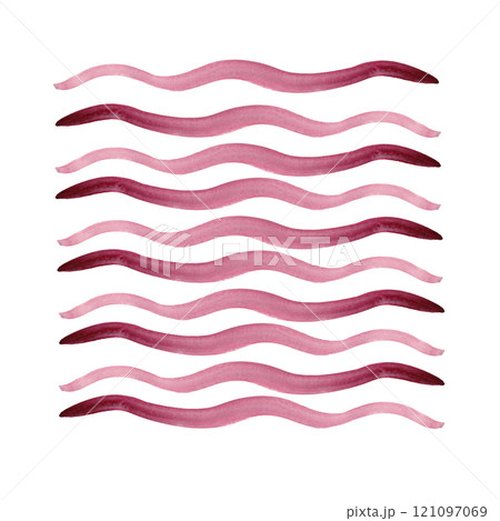 Wavy lines. Pink watercolor strokes palette. Striped pattern for your design 121097069