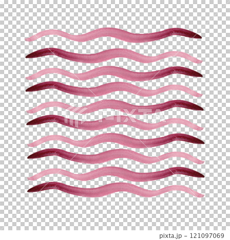 Wavy lines. Pink watercolor strokes palette. Striped pattern for your design 121097069