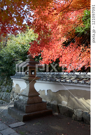 比叡山里坊　慈眼堂　参道の紅葉　滋賀県大津市坂本 121097091