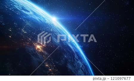 宇宙から見た輝く地球 121097677