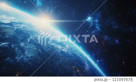 宇宙から見た輝く地球 121097678
