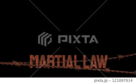 The Martial law on Black Background concept 3d rendering. The Martial law on Black Background concept 3d rendering. 121097814