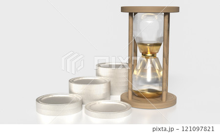 The Sand clock and coins for Business concept 3d rendering. 121097821