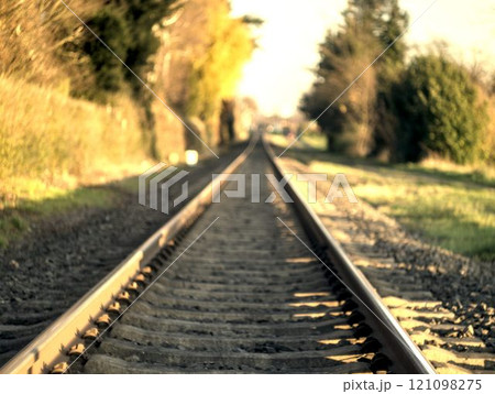 railroad tracks in autumn 121098275