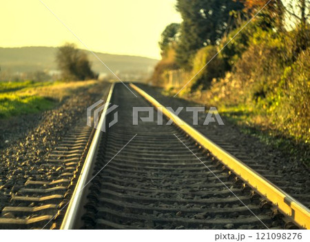 railroad in sunset 121098276