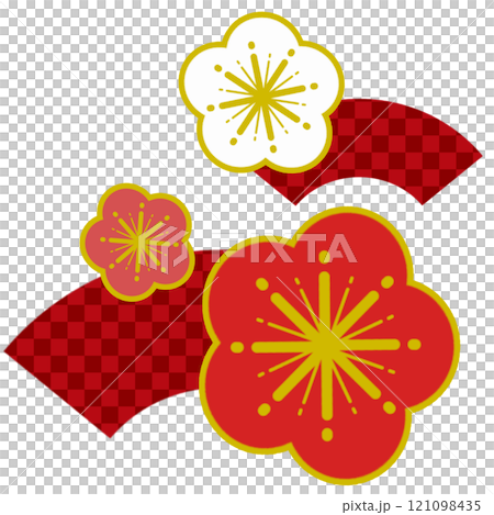 Red plum and checkered fan Red plum and checkered fan 121098435