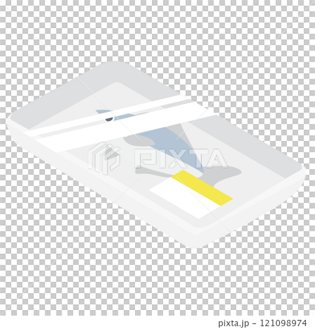 Isometric three-dimensional simple fish fillet pack illustration 121098974