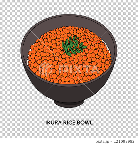 いくら丼　線画のイラスト 121098982