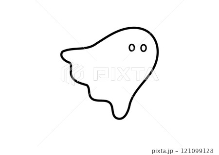 飛んでいるおばけのシンプル線画イラスト素材 飛んでいるおばけのシンプル線画イラスト素材 121099128