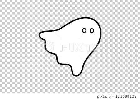 飛んでいるおばけのシンプル線画イラスト素材 飛んでいるおばけのシンプル線画イラスト素材 121099128