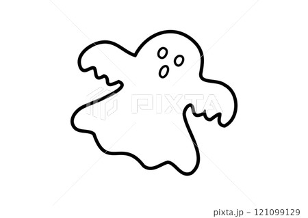 シンプルなおばけの線画イラスト素材 シンプルなおばけの線画イラスト素材 121099129