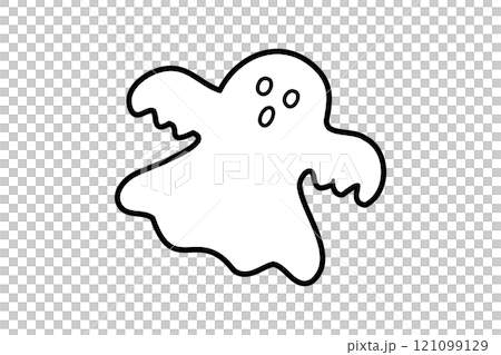 シンプルなおばけの線画イラスト素材 シンプルなおばけの線画イラスト素材 121099129