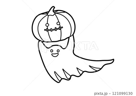 ジャック・オ・ランタンを運ぶおばけのイラスト素材 ジャック・オ・ランタンを運ぶおばけのイラスト素材 121099130