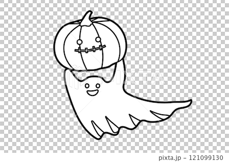 ジャック・オ・ランタンを運ぶおばけのイラスト素材 ジャック・オ・ランタンを運ぶおばけのイラスト素材 121099130