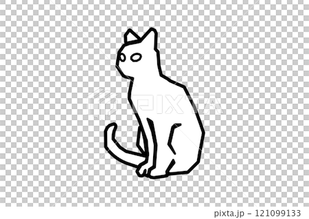 Black cat silhouette line drawing cartoon Black cat silhouette line drawing cartoon 121099133