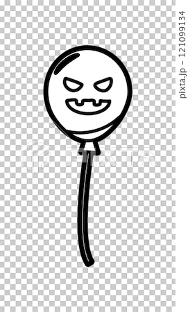 Jack-o'-lantern style balloon. Line drawing illustration Jack-o'-lantern style balloon. Line drawing illustration 121099134