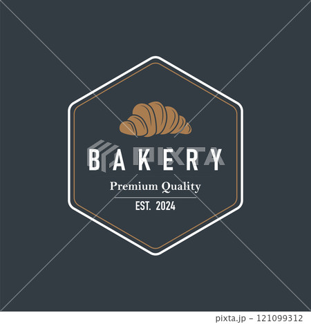 Bread Logo, Old Retro Vintage Style Bakery Shop Design, Vector Wheat Bread Simple Tremplet Illustration 121099312