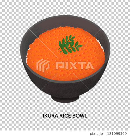 いくら丼　色鉛筆タッチのイラスト 121099369