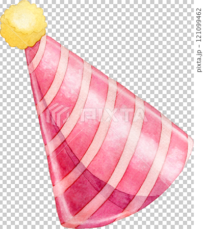 紅色派對帽子的水彩插圖 紅色派對帽子的水彩插圖 121099462