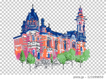 橫濱市開港紀念館傑克塔手繪插畫 橫濱市開港紀念館傑克塔手繪插畫 121099650