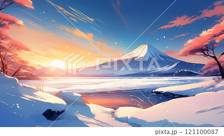 冬の富士山・日の出 121100087