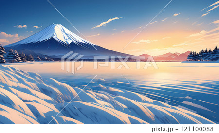 冬の富士山・日の出 121100088