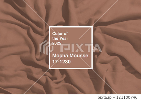 Mocha Mousse color swatch displayed on textured fabric for color of the year 2025 announcement Mocha Mousse color swatch displayed on textured fabric for color of the year 2025 announcement 121100746