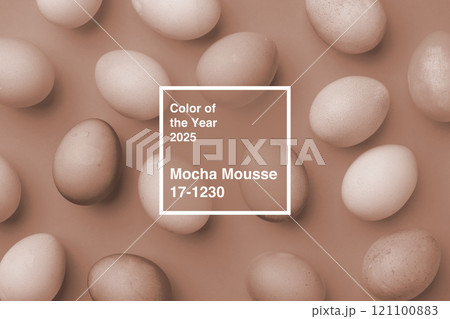 2025 color of the year mocha mousse showcases various egg hues on a neutral background 2025 color of the year mocha mousse showcases various egg hues on a neutral background 121100883