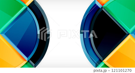 Glossy circles geometric background. Vector Illustration For Wallpaper, Banner, Background, Card, Book Illustration, landing page 121101270