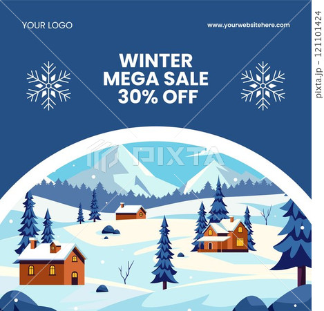 Winter Campaign Social Media Post Flat Hand Drawn Template Background Illustration 121101424