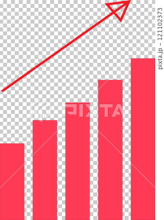 Image of a bar graph and arrow going up to the right 121102373