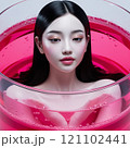 美女缶の中の美女　タルパ　ピンクの液体の中の黒髪美女 121102441
