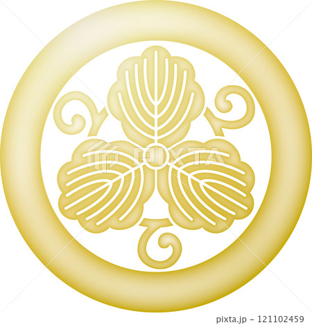 家紋 太輪に五徳柏【金色】 家紋 太輪に五徳柏【金色】 121102459