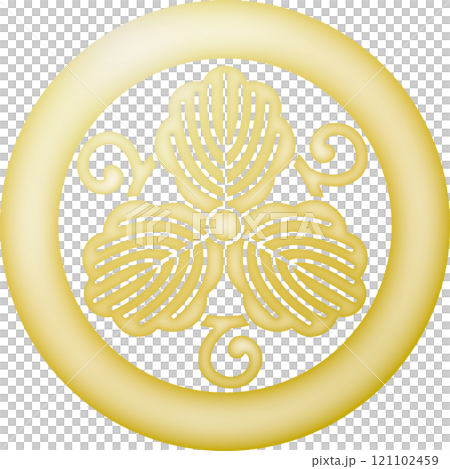 家紋 太輪に五徳柏【金色】 家紋 太輪に五徳柏【金色】 121102459