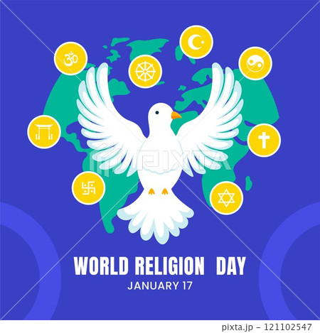 Flat Style Hand Drawn Illustration for World Religion Day Templates Flat Style Hand Drawn Illustration for World Religion Day Templates 121102547