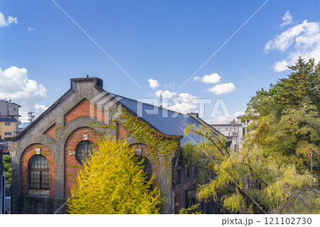 秋の京都 黄葉したイチョウの木と第2期蹴上発電所 秋の京都 黄葉したイチョウの木と第2期蹴上発電所 121102730