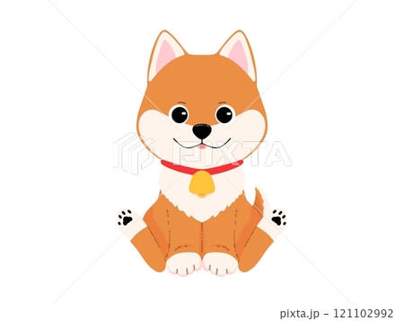 柴犬のイラストがお座りをしている1/2 121102992