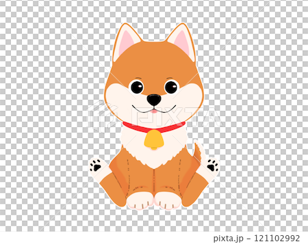 柴犬のイラストがお座りをしている1/2 121102992