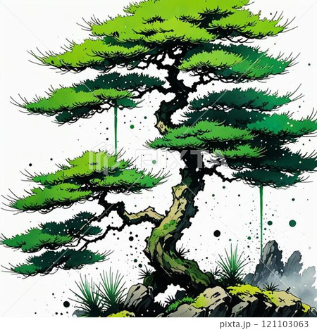 水墨画風の松です。AI生成画像を利用してます。 水墨画風の松です。AI生成画像を利用してます。 121103063