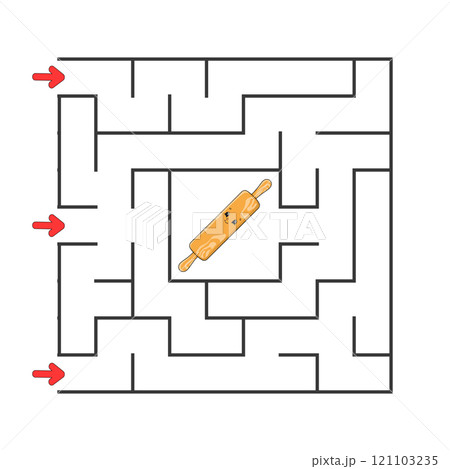 Square maze. Game for kids. Puzzle for children. cartoon character. Labyrinth conundrum. Find the right path. The development of logical and spatial thinking. Vector illustration. Square maze. Game for kids. Puzzle for children. cartoon character. Labyrinth conundrum. Find the right path. The development of logical and spatial thinking. Vector illustration. 121103235
