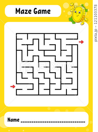 Square maze. Game for kids. Funny labyrinth. Education developing worksheet. Activity page. Puzzle for children. cartoon . Riddle for preschool. Logical conundrum. Vector illustration. Square maze. Game for kids. Funny labyrinth. Education developing worksheet. Activity page. Puzzle for children. cartoon . Riddle for preschool. Logical conundrum. Vector illustration. 121103378