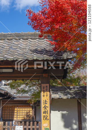 秋の京都 法金剛院 紅葉に包まれた中門 秋の京都 法金剛院 紅葉に包まれた中門 121104088