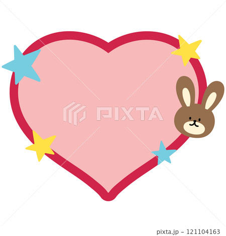 Cute illustration of bunny, stars, red heart shaped blank space for insert text, message, name tag, text bubble, sticker, animal, sticky note, notepads, zoo, souvenir shop, happy easter, Valentine's Cute illustration of bunny, stars, red heart shaped blank space for insert text, message, name tag, text bubble, sticker, animal, sticky note, notepads, zoo, souvenir shop, happy easter, Valentine's 121104163