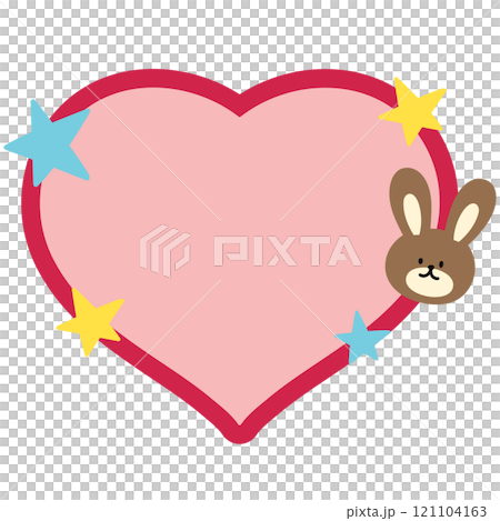 Cute illustration of bunny, stars, red heart shaped blank space for insert text, message, name tag, text bubble, sticker, animal, sticky note, notepads, zoo, souvenir shop, happy easter, Valentine's Cute illustration of bunny, stars, red heart shaped blank space for insert text, message, name tag, text bubble, sticker, animal, sticky note, notepads, zoo, souvenir shop, happy easter, Valentine's 121104163