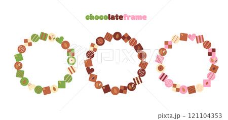 チョコレートの円形フレーム3色セット 121104353