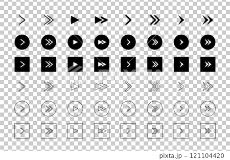 Simple monochrome arrow icon illustration set Simple monochrome arrow icon illustration set 121104420